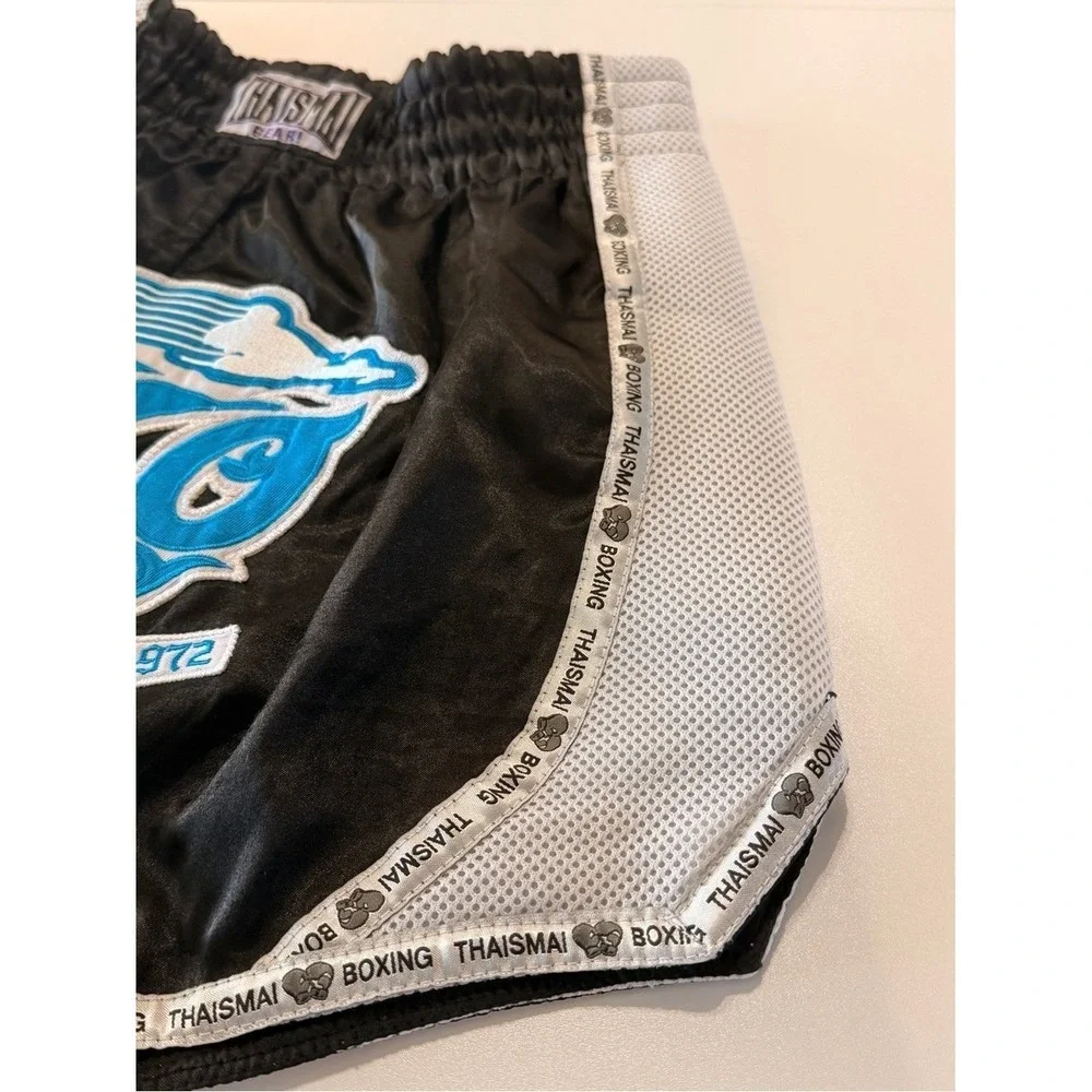 Thaismai USKO Muay Thai Boxing Shorts Black White Kids XXL Martial Arts Gear
